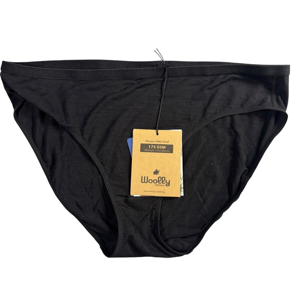 Woolly Everday Flex Merino Wool Bikini Brief Women XXL Black Underwear NEW